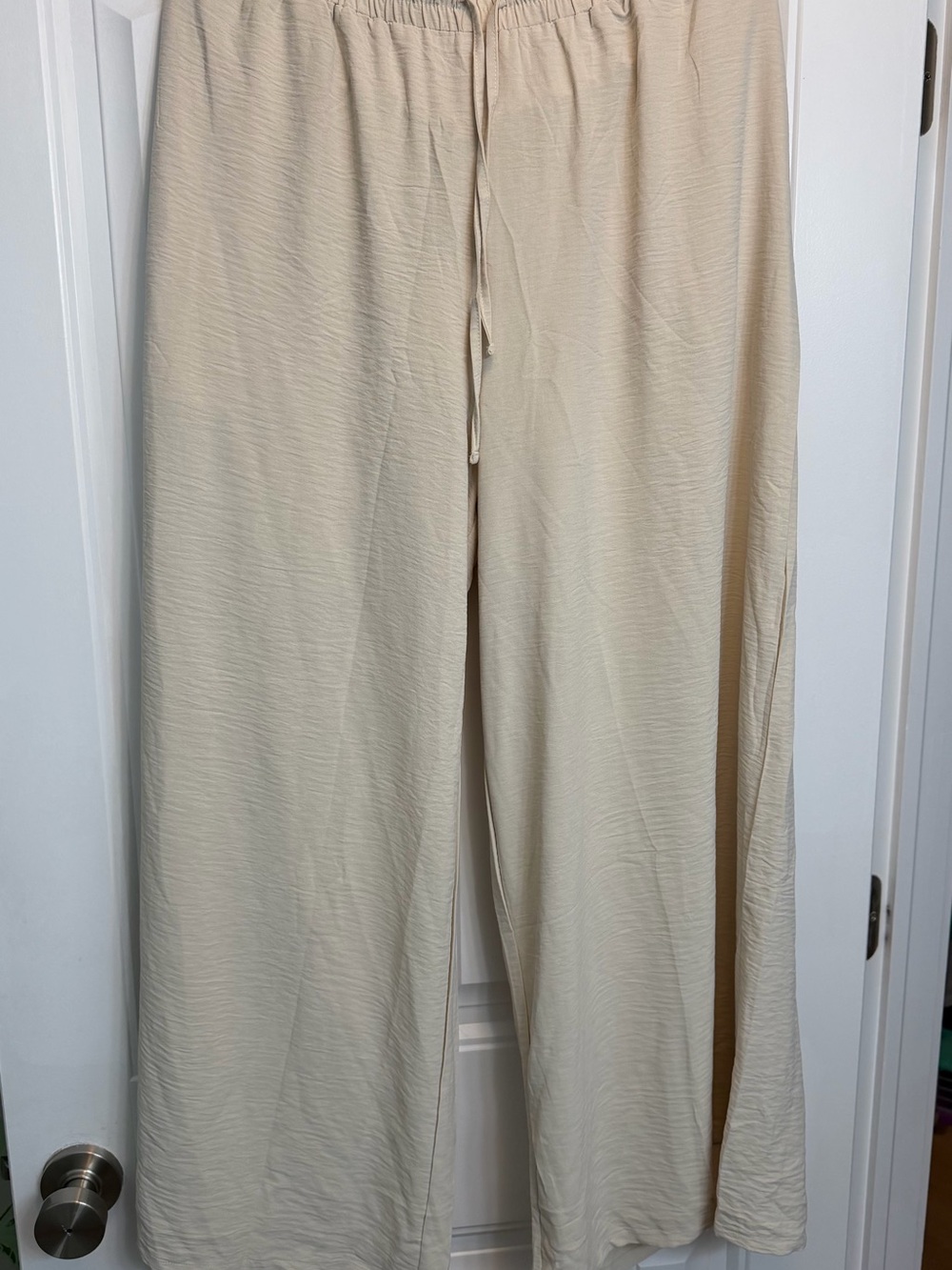 Wide-Leg Pull-On Pants in Cream for Women